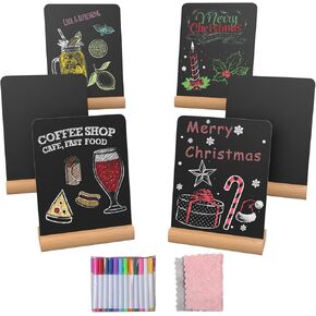 Chalkboard Signs, 6 Pack Mini Chalk Board Sign Board with Stand for Food, Buffet, Parties, Message Boards, Table Numbers (4 x 6 in)