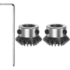 2pcs Bevel Gear 1.5M 16 Teeth 8mm Shaft Hole 1:1 Tapered Bevel Pinion Gear 45# Steel 1.5 Module 90 Degree Steering Gear with M5 Fixing Hole, for Hardware Mechanical Rotation