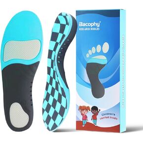 Kids Arch Support Insoles Children Orthotic Inserts for Plantar Fasciitis, Flat Feet, Heel Pain Relief, Premium Pu, TPU, Gel Shock Absorption Deep Heel Cup Cushioning Inner Sole
