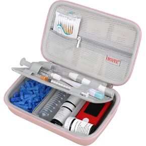 BOVKE Diabetic Supplies Travel Case, Storage Bag for Diabetes Testing Kit, Glucose Meter, Insulin Pens, Test Strips, Lancets, Syringe, Needles and Other Diabetic Supplies Carrying Case, Black