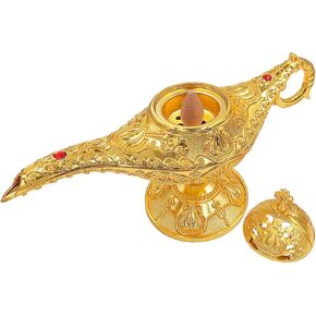 Vintage Aladdin Genie Lamp Cone Incense Holder,Legend Magic Lamp Incense Burner Arabian Costume Props,Wishing Light for Home Decor Birthday Party Wedding Blue