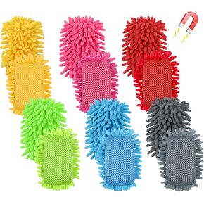 Jspupifip 12 Pcs Microfiber Shag Eraser Whiteboard, Magnetic Dry Erase Eraser Whiteboard Washable White Board Dry Erase for Marker Chalk Home Classroom Office Supplies, Blue Pink Green Red Yellow Gray