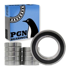 PGN (10 Pack) 6008-2RS Bearing - Lubricated Chrome Steel Sealed Ball Bearing - 40x68x15mm Bearings with Rubber Seal & High RPM Support