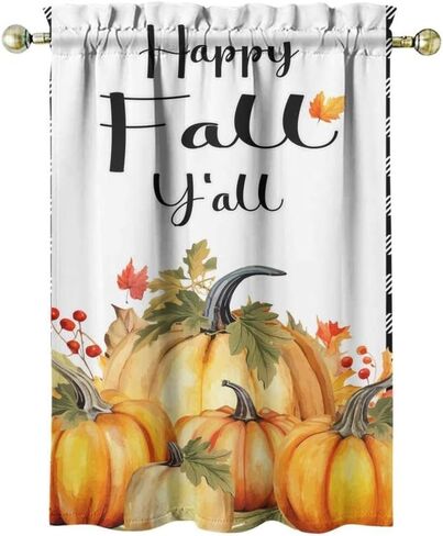 ستائر مطبخ الخريف منقوشة على شكل قرع الجاموس، ستائر نافذة عباد الشمس، ستارة حصاد الخريف لعيد الشكر في المزرعة لديكور المطبخ، ستارة قصيرة 54 بوصة × 18 بوصة، طبقة 27 بوصة × 36 بوصة، مجموعة من 3 لوحات in Kuwait