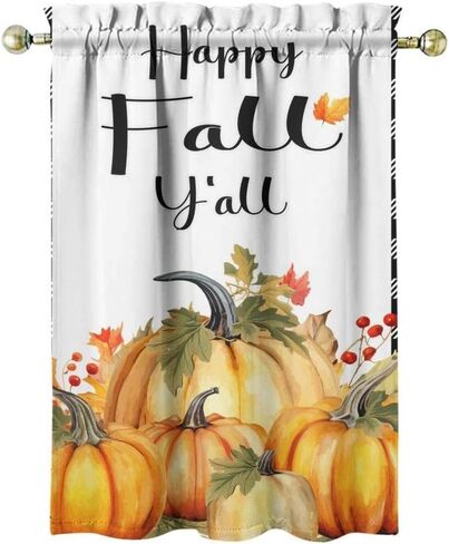 ستائر مطبخ الخريف منقوشة على شكل قرع الجاموس، ستائر نافذة عباد الشمس، ستارة حصاد الخريف لعيد الشكر في المزرعة لديكور المطبخ، ستارة قصيرة 54 بوصة × 18 بوصة، طبقة 27 بوصة × 36 بوصة، مجموعة من 3 لوحات in Kuwait