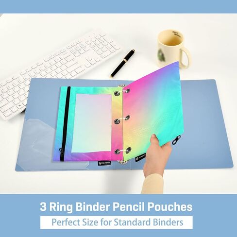 Binder Pouches Tie Dye Swirls Pencil Pouch for 3 Ring Binder Colorful 2 Pack Pencil Case Pencil Pouch with Zipper Clear Window Cosmetic Bag Pencil Bags for School Office Supplies in Saudi Arabia