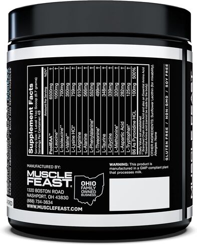 Muscle Feast Vegan Essential Amino Acid Powder All Natural No artificial Ingredients Post Workout Recovery and Intra-Training Drink, Citrus Sunrise, 300g in Saudi Arabia