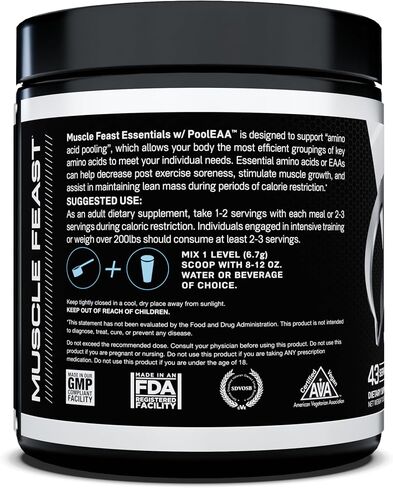 Muscle Feast Vegan Essential Amino Acid Powder All Natural No artificial Ingredients Post Workout Recovery and Intra-Training Drink, Citrus Sunrise, 300g in Saudi Arabia