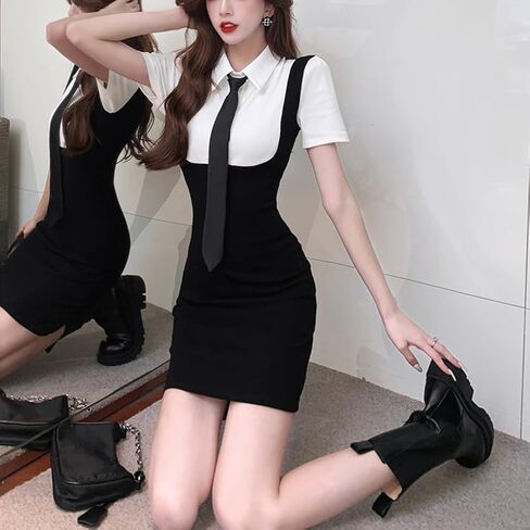 Girls High Waisted Pleated Mini A-Line Skirt School Uniform Halloween Cosplay Party Outfit Braces Overall Suspender Blouse in Saudi Arabia