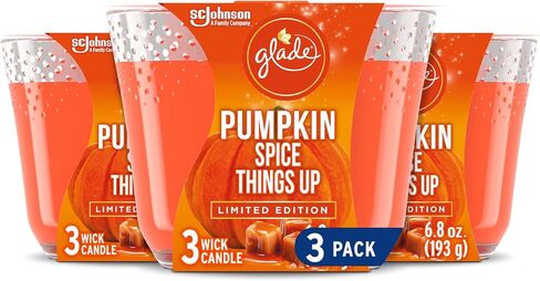 Glade Candle Apple of My Pie, Fragrance Candle Infused with Essential Oils, Air Freshener Candle, 3-Wick Candle, 6.8oz, 3 Count in Kuwait