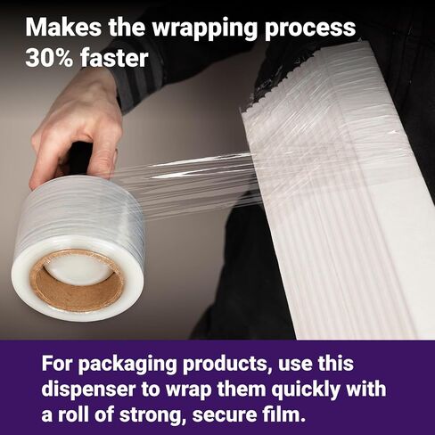 IDL Packaging W-731 موزع غلاف مطاطي لفات أفلام صغيرة بحجم أساسي 3 بوصات - مقبض خفيف الوزن لتقليص غلاف الفيلم مع قبضة مريحة - موزع أفلام بلاستيكي متين بيد واحدة in Saudi Arabia