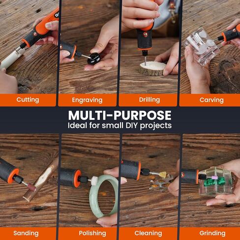 مجموعة أدوات دوارة هارديل 8 فولت لاسلكية مع 65 قطعة ملحقات، أداة دوارة كهربائية بـ 5 سرعات متغيرة، بطارية قابلة لإعادة الشحن، شحن من النوع C، للطحن والحفر والقطع والصنفرة والنحت والتلميع وما إلى ذلك in Kuwait