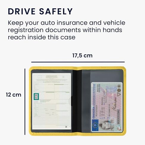 kwmobile Registration and Insurance Holder - Car Document Holder for Vehicle Documents and Cards - Neoprene - Black in Saudi Arabia
