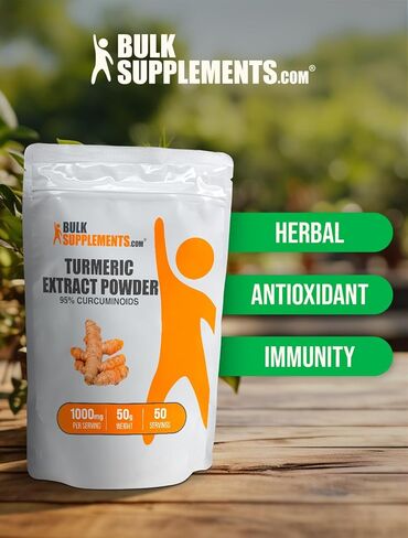 BULKSUPPLEMENTS.COM مسحوق مستخلص الكركم - مكملات الكركمين 1000 مجم، مسحوق الكركمين الكركم، مسحوق الكركم - مسحوق جذر الكركم، خالي من الغلوتين، 1000 مجم لكل وجبة، 100 جم (3.5 أونصة) in Kuwait