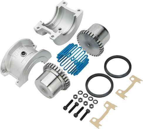 SKF #1100 Steel Taper Grid Horizontal Coupling - Complete Set - Including 2 Covers, 2 Hubs and Mounting Parts - 4632 lbft Nominal Torque - 4,21 inch Max bore - 2440 Max Speed in Saudi Arabia
