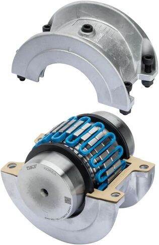 SKF #1100 Steel Taper Grid Horizontal Coupling - Complete Set - Including 2 Covers, 2 Hubs and Mounting Parts - 4632 lbft Nominal Torque - 4,21 inch Max bore - 2440 Max Speed in Saudi Arabia