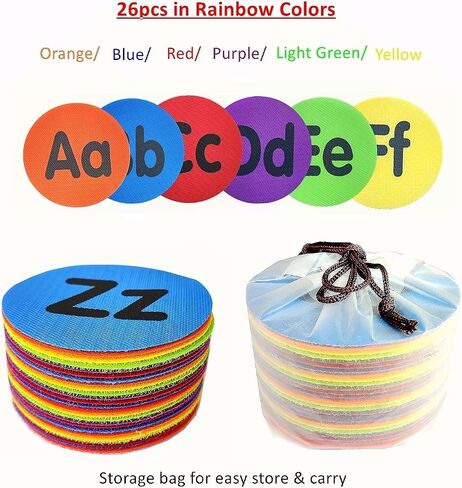 Carpet Dots with Number 1-26,4 Inch Circle Sitting Spots Markers,6 Colors Carpet Markers for Classroom,Floor Dots for Teacher Supplies(26pcs) in Kuwait