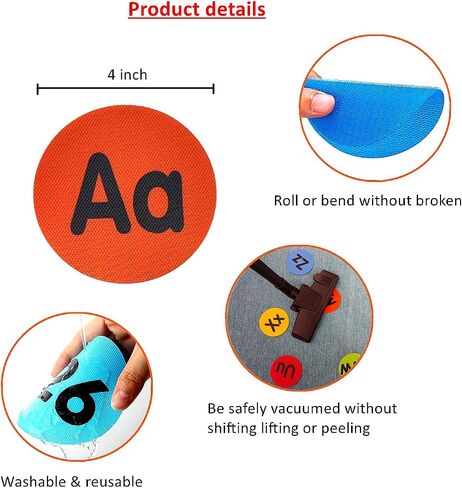 Carpet Dots with Number 1-26,4 Inch Circle Sitting Spots Markers,6 Colors Carpet Markers for Classroom,Floor Dots for Teacher Supplies(26pcs) in Kuwait