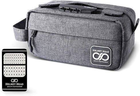 HELMET HEAD Smell Proof Bag, Water Repellent Stash Box, Compact Travel Bag with Combination Lock and Grinder Card For Your Mason Jars, Mylar Bags and Herbs (Black) in Saudi Arabia