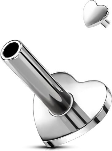 OUFER Cartilage Helix Earring, G23 Solid Titanium 16G Push in Replacement Bar Flat Back, Heart Design Earrings Studs Cartilage Helix Piercing Jewelry for Women and Men in Saudi Arabia