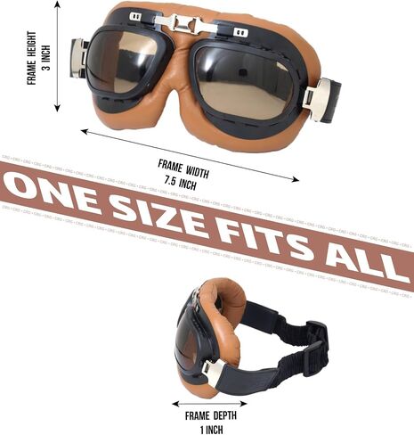 Motorcycle Goggles Vintage Aviator Pilot Style Cruiser Scooter Motocross Goggle for Men, Women,Adults in Saudi Arabia