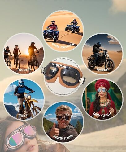 Motorcycle Goggles Vintage Aviator Pilot Style Cruiser Scooter Motocross Goggle for Men, Women,Adults in Saudi Arabia