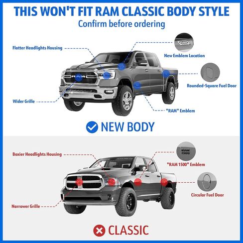 لوحات تشغيل Tyger Auto مقاس 6 بوصات متوافقة مع 2019-2025 Ram 1500 (غير مناسبة 19-24 Classic) | كابينة الطاقم | TG-RS6D60208 | قضبان جانبية قضبان Nerf in Kuwait