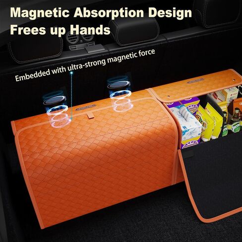 GMQ Car Storage Organizer, Leather Trunk Organizer with Collapsible Storage, Large Capacity for SUV, Truck, MPV (Black, M) in Saudi Arabia