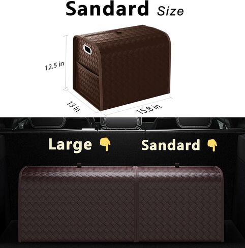 GMQ Car Storage Organizer, Leather Trunk Organizer with Collapsible Storage, Large Capacity for SUV, Truck, MPV (Black, M) in Saudi Arabia