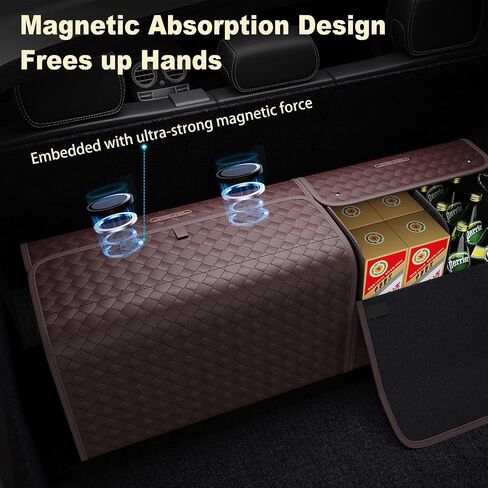 GMQ Car Storage Organizer, Leather Trunk Organizer with Collapsible Storage, Large Capacity for SUV, Truck, MPV (Black, M) in Saudi Arabia