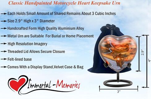 Motorcycle Urn - Motorcycle Rider Cremation Urn for Ashes - Highway to Heaven Adult Urn - Handcrafted Motorcycle Lovers Funeral Urn - Bikers Memorial Urn with Velvet Bag (Large) in Saudi Arabia