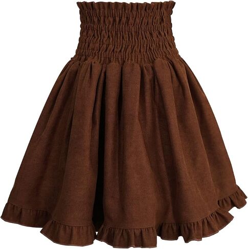 Goth Cute Mini Pleated Corduroy Skirt Women Cosplay High Waisted Short Vintage Tutu Elegant A Line Ruffle Flare Skirts in Saudi Arabia