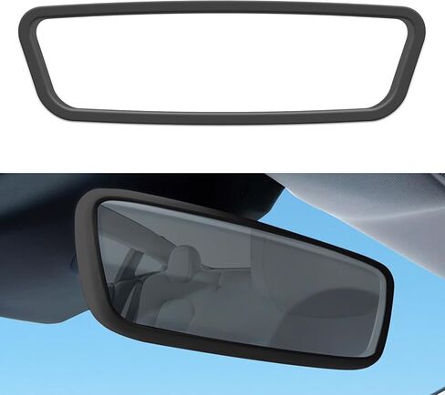 Car Rear View Mirror Protector Frame, Rearview Mirror Decor Edge Guard Compatible with Model 3 Y, Silicone Interior Rearview Mirror Decorative Accessories(Red) in Saudi Arabia
