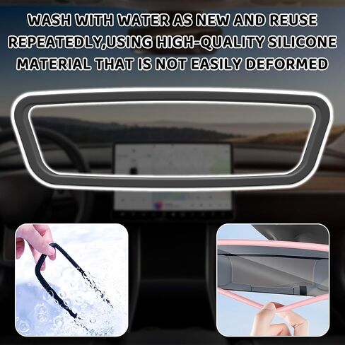 Car Rear View Mirror Protector Frame, Rearview Mirror Decor Edge Guard Compatible with Model 3 Y, Silicone Interior Rearview Mirror Decorative Accessories(Red) in Saudi Arabia
