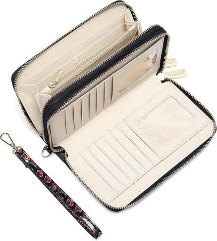 Frida Kahlo Cartoon Around Zip Wallet with Wristlet in Saudi Arabia