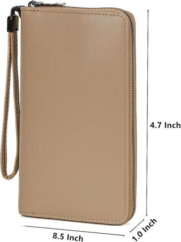 Wallet For Women Vegan Leather Zip Around Phone Clutch Large Capacity Ladies Long Purse Credit Card Travel Wristlet Black in Saudi Arabia