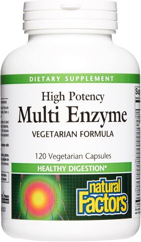 Natural Factors, High Potency Multi Enzyme Vegetarian Formula, Plant-Based Digestive Aid, 120 Capsules in Saudi Arabia