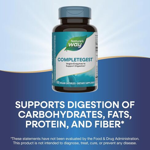 Nature's Way CompleteGest Vegetarian Enzymes Supplement, Helps Digest Food*, 180 Vegan Capsules in Saudi Arabia