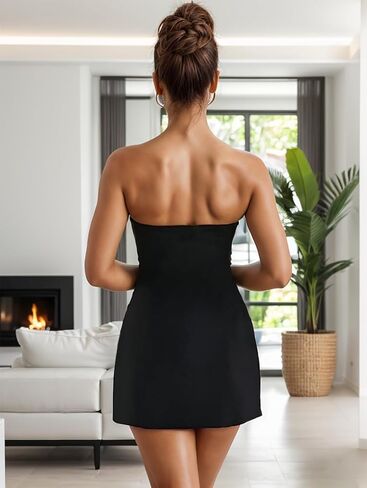 Women’s Sexy Tube Top Bodycon Dress Summer Sleeveless Strapless Tube Backless Solid Outfits Club Mini Dresses in Saudi Arabia