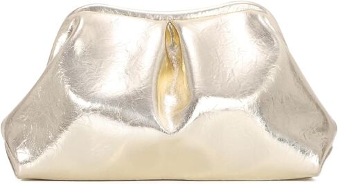 محفظة يد من الجلد الناعم من Oweisong للنساء حقيبة يد للسهرة على شكل سحابة فضية حقيبة زلابية مكشكشة لحفلات العطلات in Kuwait