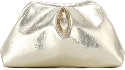 محفظة يد من الجلد الناعم من Oweisong للنساء حقيبة يد للسهرة على شكل سحابة فضية حقيبة زلابية مكشكشة لحفلات العطلات in Kuwait