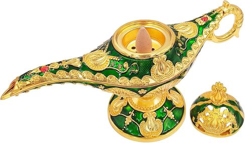 Vintage Aladdin Genie Lamp Cone Incense Holder,Legend Magic Lamp Incense Burner Arabian Costume Props,Wishing Light for Home Decor Birthday Party Wedding Blue in Saudi Arabia