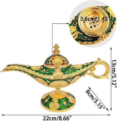 Vintage Aladdin Genie Lamp Cone Incense Holder,Legend Magic Lamp Incense Burner Arabian Costume Props,Wishing Light for Home Decor Birthday Party Wedding Blue in Saudi Arabia