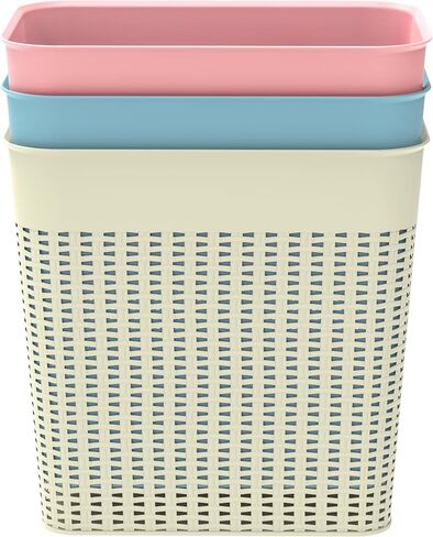 Elsjoy Set of 3 Plastic Trash Can Slim Waste Basket, 3 Gallon Garbage Can with Handles, Hollow-Out Rubbish Bin for Bathroom, Kitchen, Office, Dorm, Gray in Saudi Arabia