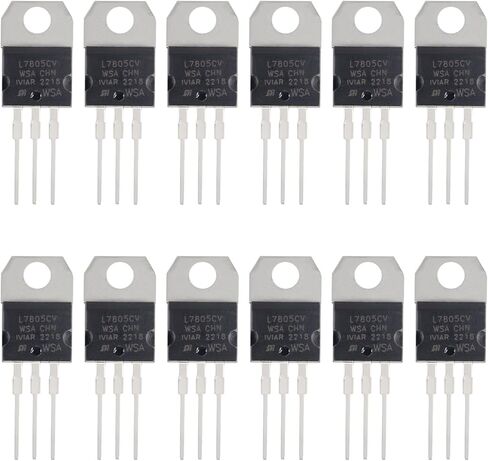 12Pcs L7805CV IC Positive Voltage Regulator Output 5V 1.5A L7805 Three-Terminal Regulator 3Pin for Regulated Power Supply Limiting Circuit in Saudi Arabia