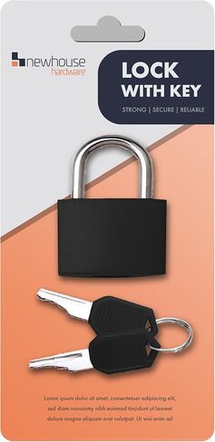 قفل صالة الألعاب الرياضية من نيوهاوس مع مفتاحين، قفل خزانة أسود عالي التحمل لتعزيز الأمان، أسود in Kuwait