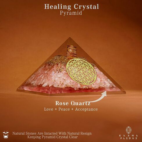 Rose Quartz Healing Crystals Orgone Pyramid Gifts for Women, Orgonite Pyramids for Meditation, Chakra Balance, Positive Energy, Success, Handmade Home and Office Decor, Birthday Gifts in Saudi Arabia