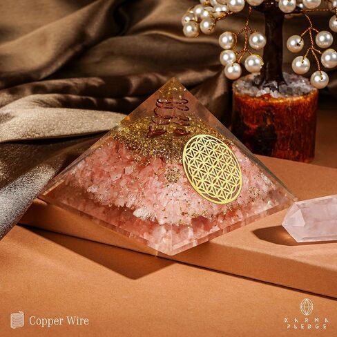 Rose Quartz Healing Crystals Orgone Pyramid Gifts for Women, Orgonite Pyramids for Meditation, Chakra Balance, Positive Energy, Success, Handmade Home and Office Decor, Birthday Gifts in Saudi Arabia