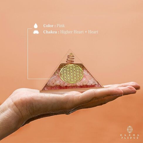 Rose Quartz Healing Crystals Orgone Pyramid Gifts for Women, Orgonite Pyramids for Meditation, Chakra Balance, Positive Energy, Success, Handmade Home and Office Decor, Birthday Gifts in Saudi Arabia