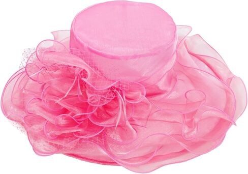 قبعة Janey&Rubbins النسائية ذات الريش الزهري الرائعة ذات حافة واسعة وخفيفة الوزن للكنيسة ديربي in Kuwait